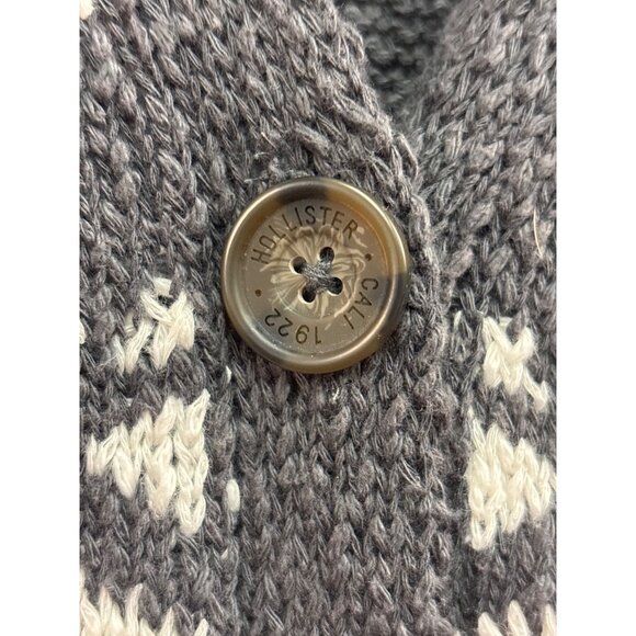 Hollister Gray & White Knit Cardigan Sweater Small - Picture 4 of 8